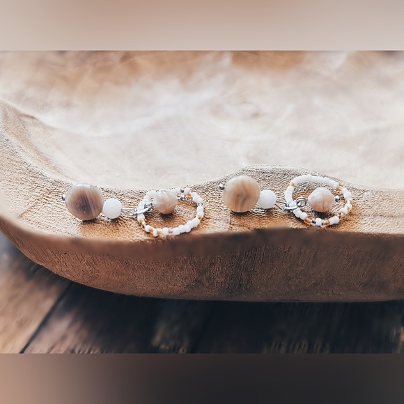 Earrings Seed Beads and Marbled Glass - Picture 6 of 8